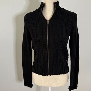 Vintage Childrens S Polo Jeans Ralph Lauren Black Cable-knit‎ Cardigan Sweater